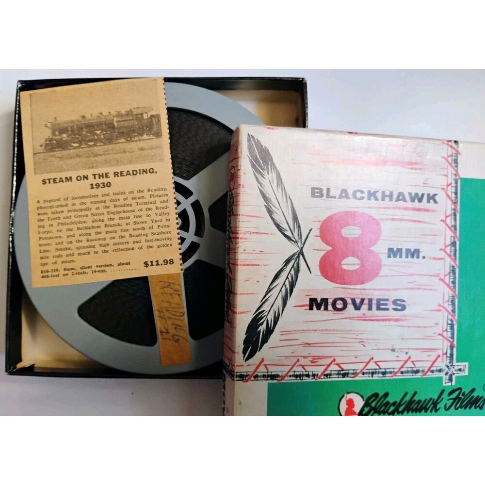 Vintage Steam on the Reading 1930 8mm Train Movie Reel Blackhawk Films Boxed